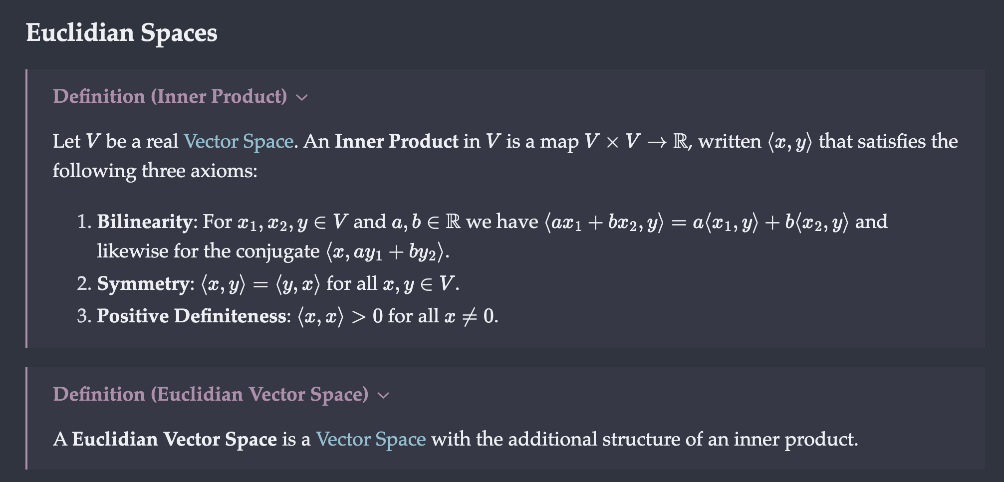 A note about Euclidian Spaces from my first course in linear algebra. The key to making notes like is the use of \LaTeX snippets for fast typesetting, which I explain how to use in the rest of this post.